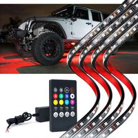 Lumenix Car Underglow Neon Led Light Kit with Remote Control, High Intensity 5050 SMD Multi-Color Underbody RGB Strip Light System with Sound Active for Car, Truck Offroad Jeep Vehicle - 4Pcs