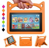 Tablet 7 2019 Case Kids - SHREBORN Kids Shock Proof Protective Cover with Handle and Foldable Stand for 7 Inch Tablet (Compatible with 9th Generation 2019 & 7th Generation 2017)-Orange