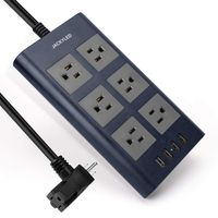 15A Power Strip Surge Protector JACKYLED Piggyback Plug 3.1A USB Ports 9.8ft Heavy Duty Extension Cord 6 Wide Space AC Outlets Desktop Charging Station Universal for Home Kitchen Office Dormitory