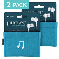 UT Wire Pocket Earbud Earphone Case Pouch Bag Organizer (Blue) - 2 Pack