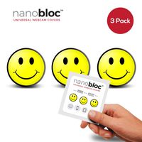 NanoBloc Webcam Cover from Eyebloc. Universal Fits Phone, Laptop, Desktop, Pc, MacBook Pro, iMac, iPhoneAndroid Phone, Computer, Control Your Privacy, Strong Suction No Residue (3-Pack Smiley Face)