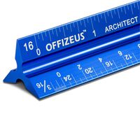 Offizeus Architectural Scale Ruler 12" - Improved Marking Quality (Imperial) - Perfect for Blueprints, Engineering, Drafting and Architect - Durable and Precise Triangular Aluminum Design