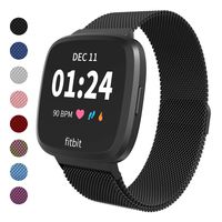 Haloe Metal Replacement Bands for Fitbit Versa/Versa 2/ Versa Lite Edition Smart Watch, Stainless Steel Loop Mesh Bracelet Magnetic Wristbands for Women and Men