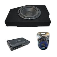 Compatible with 2002-2015 Dodge Ram Quad/Crew Truck Rockford Prime R1S410 Single 10" Sub Box Enclosure & R150X2 Amp