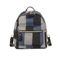 School Backpack For Teen Girls Student Lightweight Plaid Canvas Laptop Bag Casual Travel Shopping Shoulder Daypack (Blue)