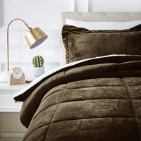 AmazonBasics Ultra-Soft Micromink Sherpa Comforter Bed Set - Twin, Chocolate