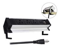 Desk Clamp Mount Power Strip Removable Desktop Power Socket with 3 AC Outlet & Dual USB & 1 RJ45 & 1 HDMI, Multi-Outlets Charging Station for Home Office, Stainless Steel and Aluminum Alloy Surface