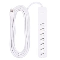 GE Power Strip Surge Protector, 7 Outlets, Fast Charge, Extra Long Power Cord, 25ft, Wall Mount, White, 36361