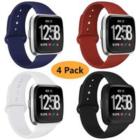 Coperr 4 Packs Bands Compatible with Fitbit Versa/Fitbit Versa 2 / Fitbit Versa Lite for Women and Men, Soft Silicone Sport Strap Replacement Wristband with Ventilation Holes for Fitbit Versa