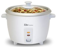Elite Cuisine ERC-003 Electric Rice Cooker with Automatic Keep Warm Makes Soups, Stews, Grains, Hot Cereals, 6 Cooked (3 Cups Uncooked), 6 Cups Cups), White