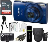 Canon PowerShot ELPH 190 is 20.2MP 10x Zoom Wi-Fi Digital Camera (Blue) + SanDisk 32GB Card + Reader + Spare Battery + Case + Accessory Bundle