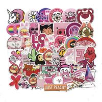 Pink Cute Lovely Laptop Stickers Water Bottle Skateboard Motorcycle Phone Bicycle Luggage Guitar Bike Sticker Decal Pack (A)