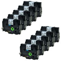 GREENCYCLE Replacement Strong Label Tape Compatible for Brother Tz-S251 TzeS251 Tze-S251 Black on White 24mm Label Maker (10pack, TZE-S251)