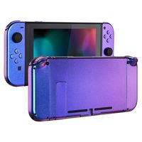 eXtremeRate Chamillionaire Glossy Back Plate for Nintendo Switch Console, NS Joycon Handheld Controller Housing with Full Set Buttons, DIY Replacement Shell for Nintendo Switch - Chameleon Purple Blue