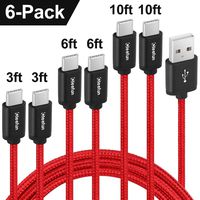 CLEEFUN USB Type C Charger Cable/Cord [6-Pack, 3/3/6/6/10/10 ft] Fast Charging Nylon Braided USB C Cable for Samsung Galaxy S10e S10 S9 S8 Plus S10+ S9+, Note 10/Note 9/Note 8, LG G7 G6 G5 V40 V35 V30