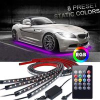 Car Underglow Lights,EJ's SUPER CAR Underglow Underbody System Neon Strip Lights Kit,8 Color Neon Accent Lights Strip,Sound Active Function and Wireless Remote Control 5050 SMD LED Light Strips
