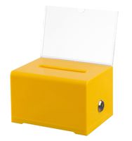 AdirOffice Acrylic Donation & Ballot Box With Lock (6.25" x 4.5" x 4") - Yellow