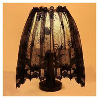 Aviat Halloween Lamp Cover, Knitted Curtain Terror Spider Web Bats, Black Lace, Washable,Lamp Shade Decor for Parties,Holiday Dinner,Restaurant,Home,Living Room Bedroom. (Black)
