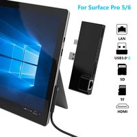 KETAKY Microsoft Surface Pro 5 /Pro 6 USB 3.0 Hub Docking Station with Gigabit 1000Mbps Ethernet Port, 4K HDMI, 2 x USB 3.0 Ports, SD/Micro SD Card Reader for Surface Pro 2017/2018