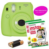 Fujifilm - Instax Mini 9 Instant Camera Product Bundles | Film Pack Options | Renewed (Mini 9 + 2 Film Packs, Lime Green)