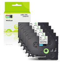NineLeaf 5PK Standard Laminated Self-Adhesive Label Tape Compatible for Brother TZe TZ 241 Cassettes TZe241 TZ241 use for P-Touch PT-9800 PT-9600 PT-7600 2730 2700 Printers 18mm x 8m Black on White