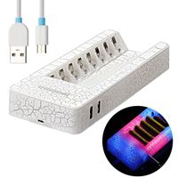 AAA Battery Charger,Momen 8 Bay AA Battery Charger with LED Light Indication for Rechargable AA/AAA Battery