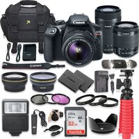 Canon EOS Rebel T6 DSLR Camera Bundle with Canon EF-S 18-55mm f/3.5-5.6 is II Lens + Canon EF-S 55-250mm f/4-5.6 is STM Lens + SanDisk 32GB Memory Cards + Accessory Kit