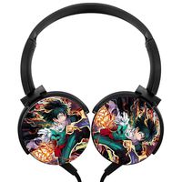 My He-Ro Academia Stereo Headphones Lightweight With Mic Over Ear, Cartoon Headsets For Iphone, Ipad, Smartphone And Tv 3.5Mm Black