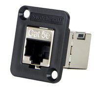 Switchcraft EHRJ45P5ES RJ45 CAT5e Feedthru Panel Mount Jack, Shielded, Plastic Black Housing