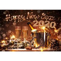 Leyiyi Happy New Year Backdrop 8x6ft Photography Background Champagne Fireworks Dessert Table New Year Eve Shining Spots Bar Restaurant Interior Decor Banquet Photo Portrait Studio Props