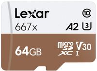 Lexar Professional 667X 64GB MicroSDXC UHS-I/U3 Card (LSDMI64GBNA667A)