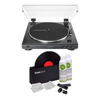 Audio-Technica AT-LP60X Fully Automatic Belt-Drive Stereo Turntable (Black) with Knox Gear Vinyl Record Cleaning Kit
