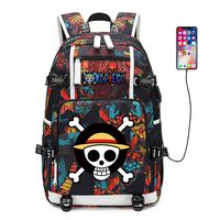 YOYOSHome One Piece Anime Cosplay Bookbag Rucksack Daypack Laptop Bag Backpack School Bag with USB Charging Port (Red 2)