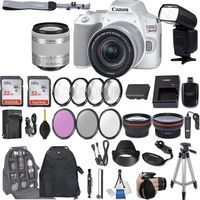 Canon EOS Rebel SL3 (White) DSLR Camera with EF-S 18-55mm f/4-5.6 is STM Lens + 2Pcs 32GB Sandisk SD Memory + Digital Flash + Filter & Macro Kits + Backpack + 50" Tripod + More ...