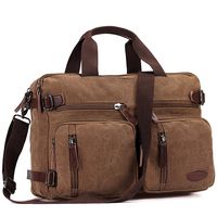 15 Inch Laptop Bag,Sheng TS Hybrid Multifunction Briefcase Messenger Bag Versatile Laptop Backpack with Shoulder Strap Canvas BookBag for Men,Women,College Students (Vintage Brown Canvas,15.6 inch)
