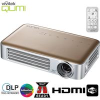 Vivitek Qumi Q6 800 Lumen WXGA 720p HD LED Wireless Pocket Projector, Gold - (Renewed)