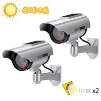 AlfaView Solar Powered Bullet Dummy Fake Surveillance Camera Security CCTV Dome Camera with LED Flashing Light for Outdoor/Indoor,Home/Business (2 Pack)