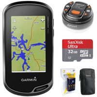 Garmin Oregon 700 Handheld GPS with Built-in Wi-Fi & Bluetooth (010-01672-00) + 32GB Memory Card + LED Brite-Nite Dome Lantern Flashlight + Carrying Case + 4X AA Batteries w/Charger