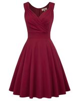 Women's Vintage Business Sleeveless Cocktail Dress Size 2XL Wine Red CL698-2
