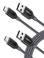 USB Type C Cable, Anker [2-Pack 6ft] Powerline+ USB-C to USB-A, Double-Braided Nylon Fast Charging Cable, for Samsung Galaxy S10/ S9 / S9+ / S8 / S8+, Sony XZ, LG V20 / G5 / G6, Xiaomi 5 and More