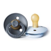 BIBS BPA-Free Natural Rubber Baby Pacifier | Made in Denmark (Baby Blue/Iron, 0-6 Months) 2-Pack