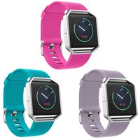 SKYLET Compatible with Fitbit Blaze Bands, 3 Pack Soft Silicone Replacement Sport Wristband Compatible with Fitbit Blaze Bracelet Black (No Tracker, No Frame)