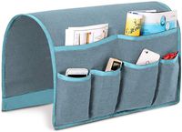 Joywell Sofa Armrest Organizer, Couch Arm Chair Caddy with 6 Pockets for Magazine, Books, TV Remote Control, Cell Phone, iPad (Grey-Blue)