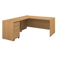 Bush Business Furniture Series C 66W L Shaped Desk with 48W Return and Mobile File Cabinet in Light Oak