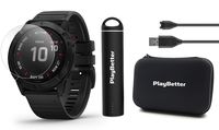 Garmin Fenix 6 Pro (Black with Black Band) Power Bundle with HD Screen Protectors, PlayBetter Portable Charger & Protective Hard Case | 2019 | PulseOx, ClimbPro, Maps, PacePro, Spotify, Music