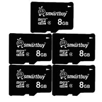 Smart Buy Micro SDHC Class 4 TF Flash Memory Card SD HC C4 Fast Speed for Camera Mobile Phone Tab GPS MP3 TV (8GB (5-Pack))
