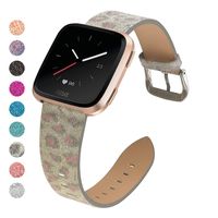 MEFEO Bling Bands Compatible for Fitbit Versa/Versa 2/Fitbit Versa Lite/Versa SE, Sparkly Leather Band Glitter Strap Wristband Replacment for Fitbit Versa Band Women (Leopard)