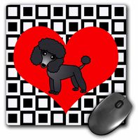 3dRose LLC 8 x 8 x 0.25 Inches Mouse Pad, I Love Dogs Black Poodle (mp_31193_1)