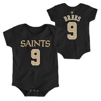 OuterStuff NFL Newborn Infants Team Color Name and Number Bodysuit Creeper (3/6 Months, Drew Brees New Orleans Saints Home Black)