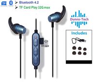 Wireless Bluetooth Sports Fitness Headphones V4.2, TF Card (Micro-SD) Slot for Playing Songs | Suitable for Music or Phone Calls During Activities (Blue)